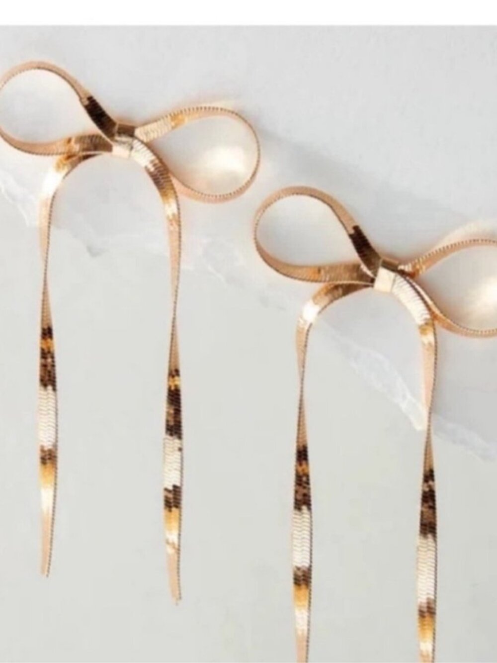 New! Gold Bow Drop Earrings (1004) NWOT - Picture 2 of 4